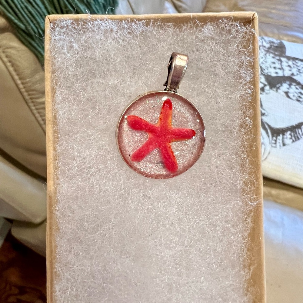 Red Starfish Pendant Necklace